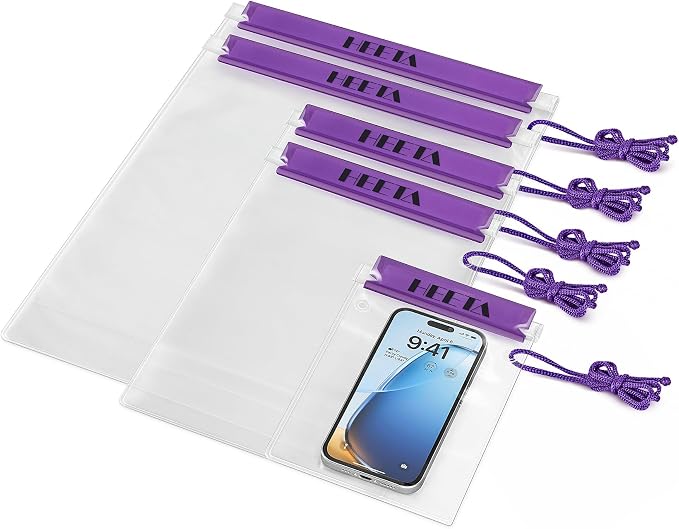 HEETA 5-Pack Clear Waterproof Dry Bag, Water Tight Cases Pouch Dry Bags by HEETA