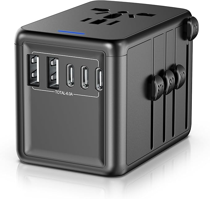 Universal Travel Adapter, 6.0A 30W International Power Adapter, 5 USB C/A Ports by URJD