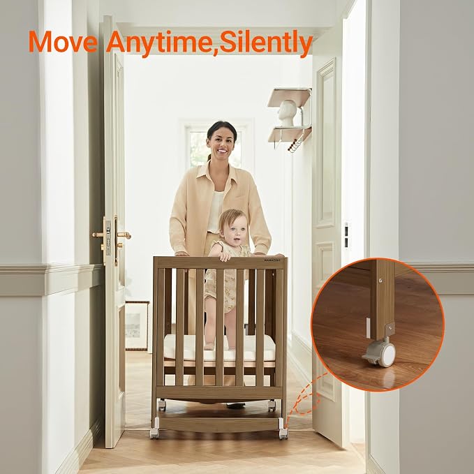 EvoNest Baby Crib, 6 in 1 Convertible Mini Crib - Image 8