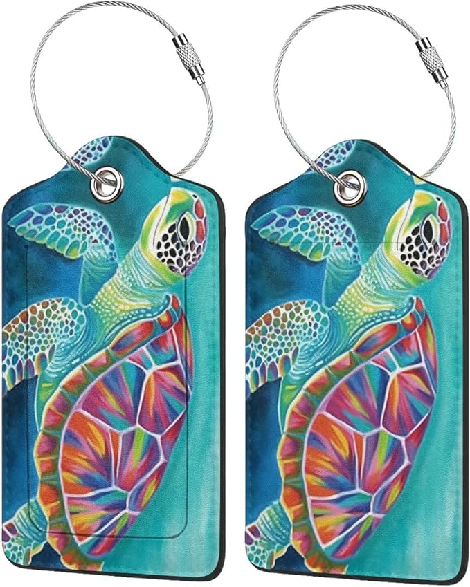 Sea Turtle Leather Luggage Tag by Ovitssrk