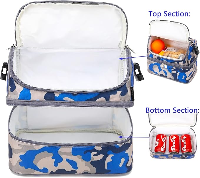 FlowFly Kids Double Decker Cooler Insulated Lunch Bag Large Tote - Image 5