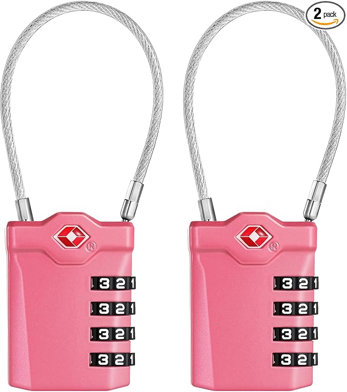 ZHEGE Travel Locks TSA Approved, 4 Digit Cable Luggage Locks by ZHEGE