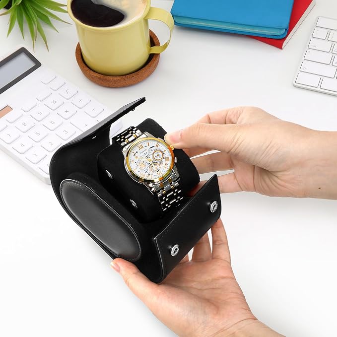 Leather Travel Watch Case, Single Watch Gift Box - Image 5
