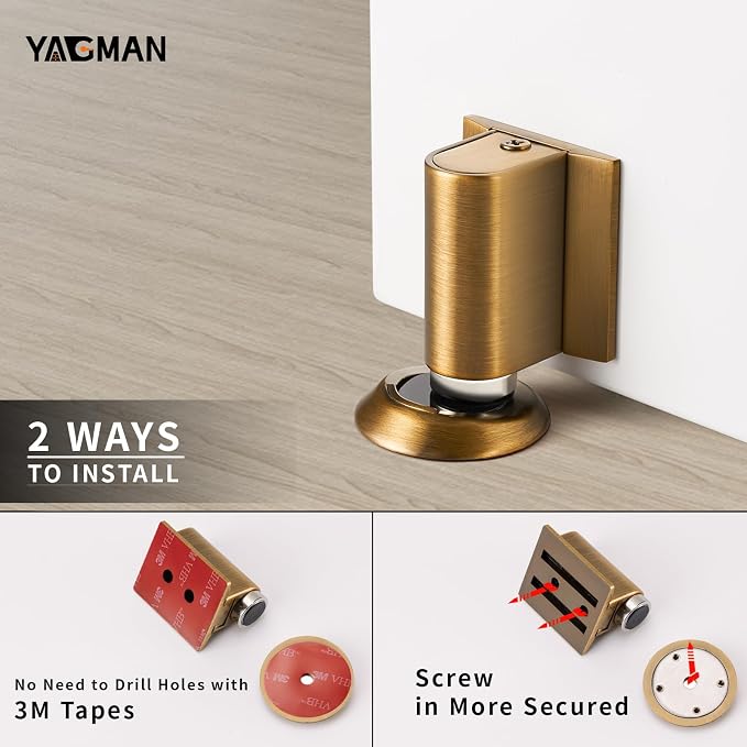 2 Pack Magnetic Door Stoppers Retractable Bottom of Door Holder No Drilling - Image 5