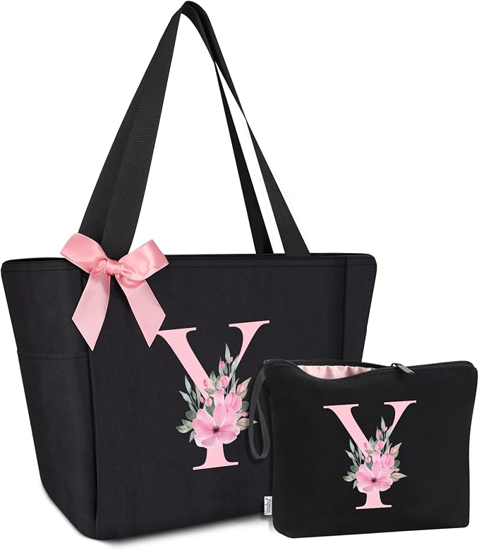 Vavabox Tote Bag, A-Z Initial Monogrammed Waterproof Tote Bag, Bridesmaid Gifts by Vavabox