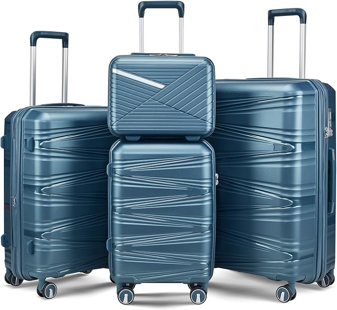 Campfun Luggage 4 Piece Sets, Expandable Carry On Luggage Set Hardshell PP by Campfun