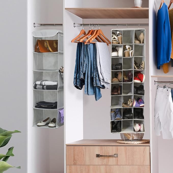 Simple Houseware Hanging Closet Organizers 24 Section Shoe Shelves - Image 4