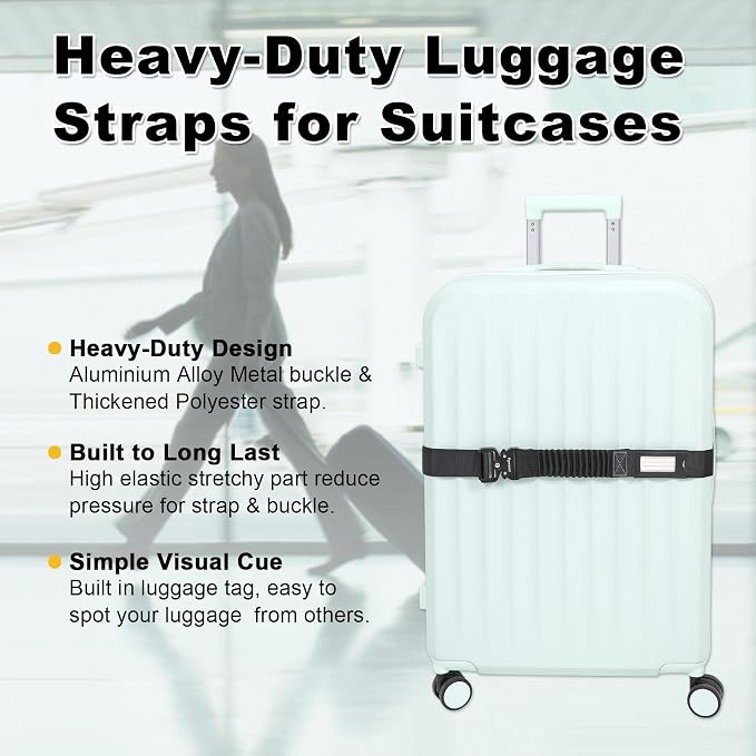 Vigorport Luggage Straps for Suitcases 2 Pack, Heavy Duty Metal Buckle Luggage - Image 7