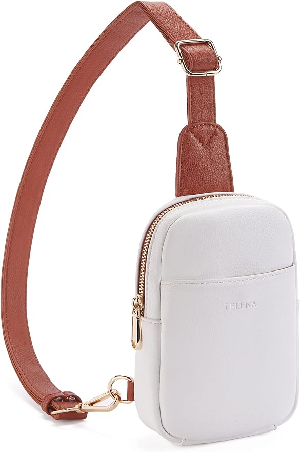 Telena Small Sling Bag for Women Leather Crossbody Fanny Packs Chest Bag for by Telena