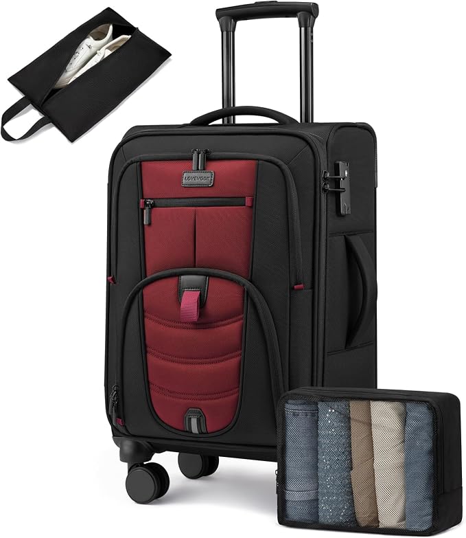 Carry On Luggage 22x14x9 Airline Approved, 22-Inch Suitcases by LOVEVOOK