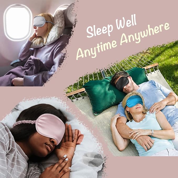 Breathable Silk Sleep Mask Blindfold, Elastic Blackout Eye Cover Headband - Image 5