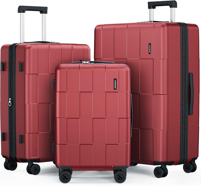 SHOWKOO Luggage Sets 3 Piece Hardside Expandable Lightweight PC Suitcase Sets by SHOWKOO