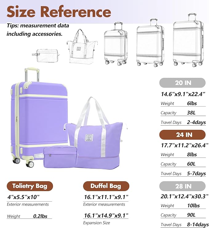 Merax Suitcase Set 24 inches Expandable Luggage - Image 2