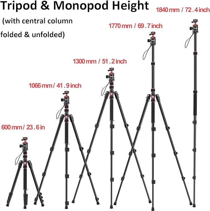 ULANZI TT31 72.4" Camera Tripod, Foldable Tripod & Monopod Aluminum w Claw - Image 5
