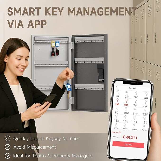 WeHere 120 Key Lock Box Wall Mount, APP Bluetooth/OTP/Wi-Fi/Fixed Code/Key - Image 7