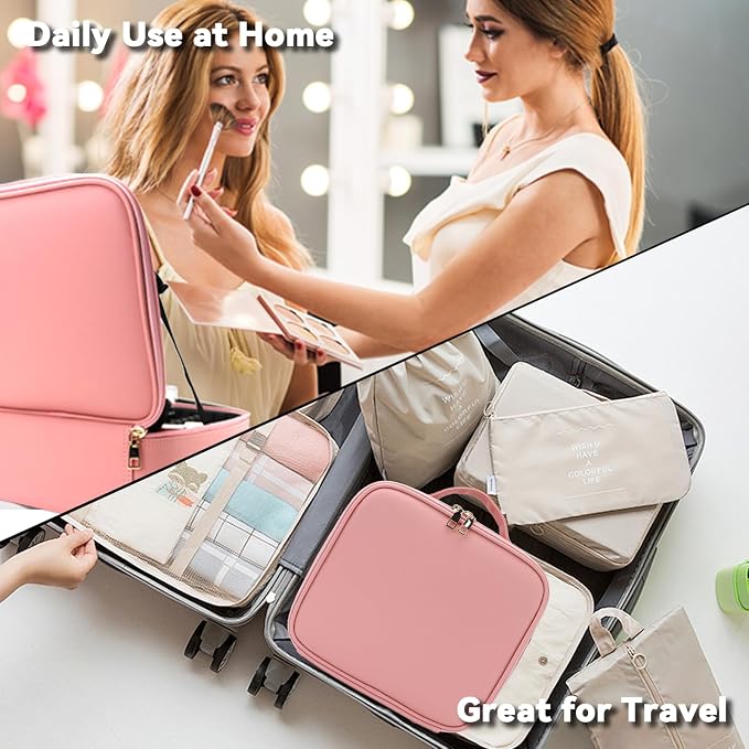 Travel Makeup Bag with LED Mirror and 10x magnifying glass with 3 Lighted - Image 6