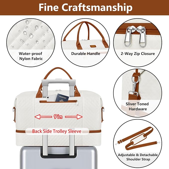 Weekender Bag for Women, Travel Duffel Bag Carry On Overnight Bag - Image 4