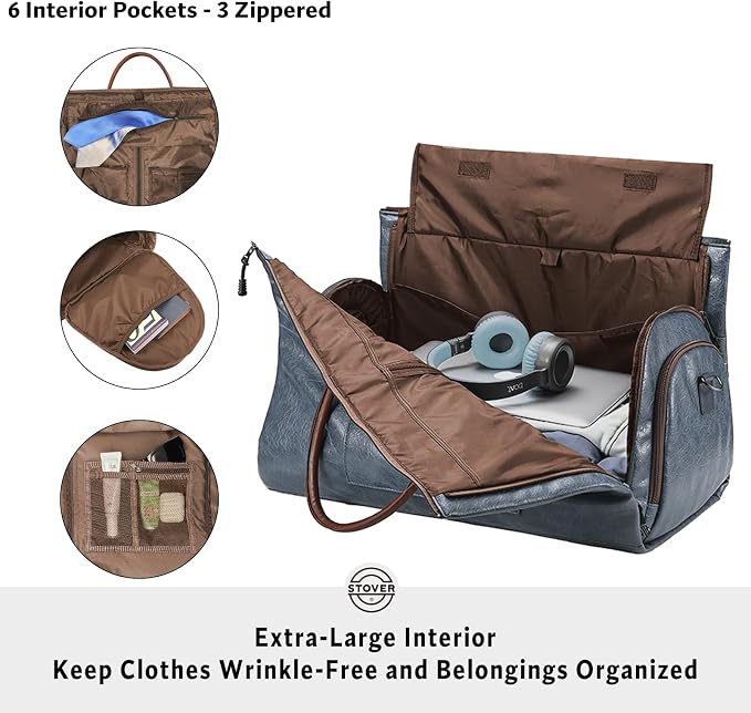 STOVER Garment Travel Duffle Bag, Large 2-in-1 Convertible Carry-on Luggage - Image 3