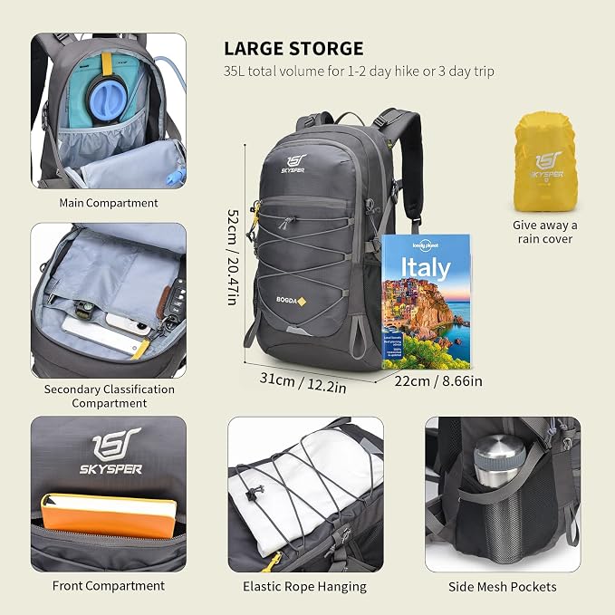 SKYSPER Hiking Backpack for Men Women, 35L Travel Backpack Waterproof Camping - Image 6