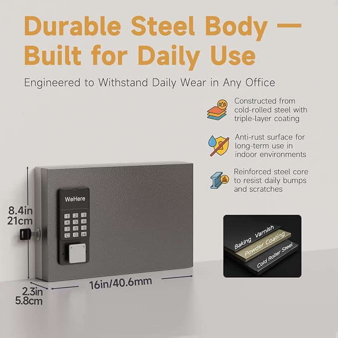 24 Key Lock Box Wall Mount, Smart Key Cabinet, use One Time Password, Fixed Code - Image 2