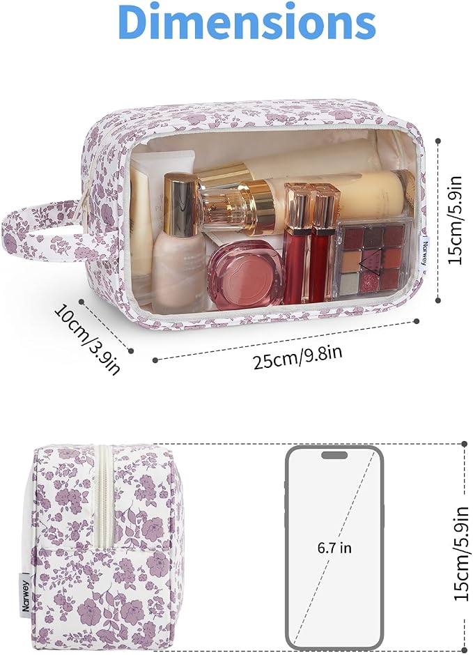 Narwey Clear Toiletry Bags for Traveling Women Men, Make Up Organizer, Skincare - Image 4