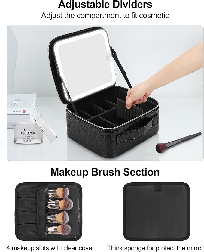 Chomeiu Makeup Bag with LED Mirror, Travel Makeup Case - Image 3