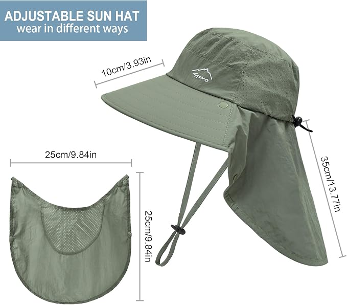 Sun Hat for Men Women with Neck Flap, UPF 50+ UV Protective Hiking Fishing Hats - Image 5
