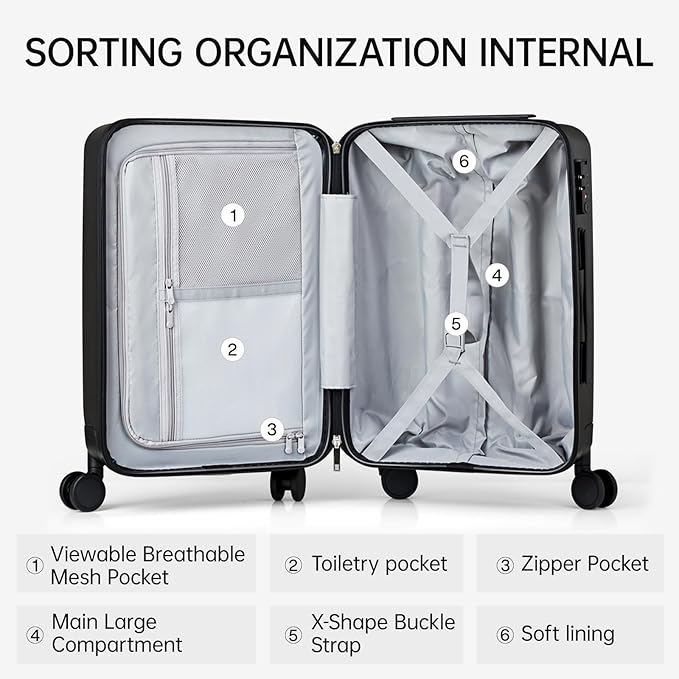 MILADA Carry On Luggage With Wheels 20 inch Carry On Suitcase Travel Luggage - Image 6