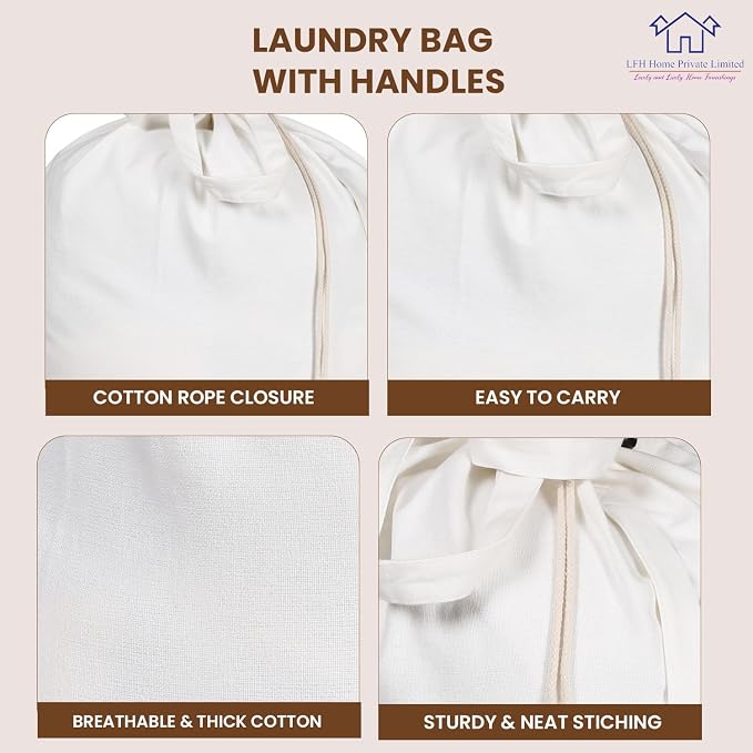 LFH Home Cotton Canvas Extra Large Laundry Bag - Image 3