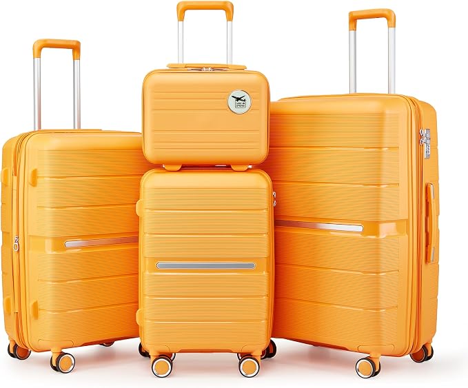 Campfun Luggage 4 Piece Sets, Expandable Carry On Luggage Set Hardshell PP by Campfun