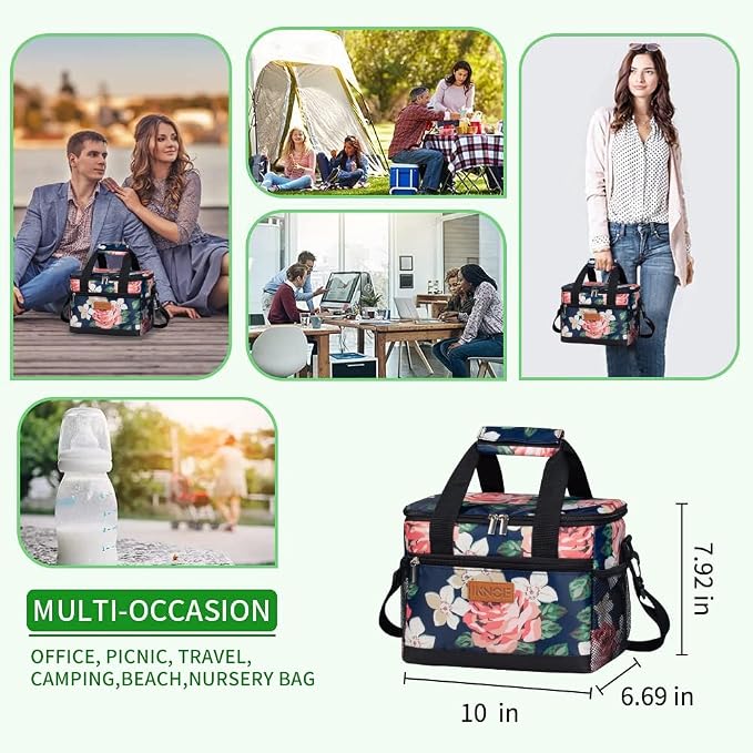 iknoe Large Foldable Cooler Bag, 8.5L Insulated Lunch Bag, Leakproof Lunch - Image 4