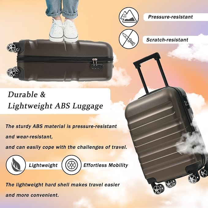 Merax Carry On Luggage Set 20 Inch Hardshell ABS Suitcase - Image 5