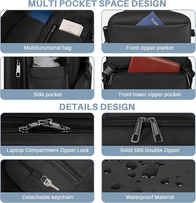 Travel Backpack Carry On Flight Approved, Lightweight Large Travel Backpack - Image 7