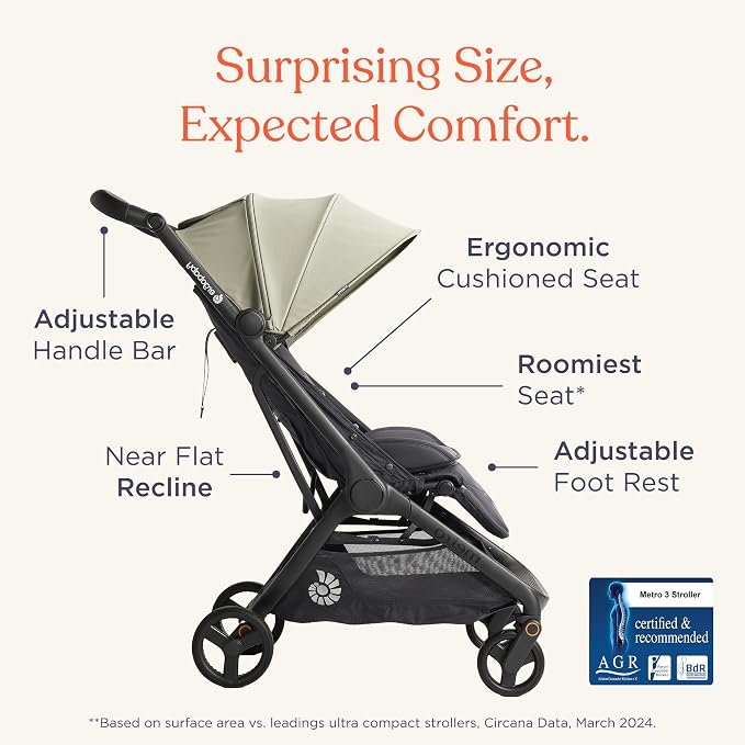 Ergobaby Metro 3 All in One Compact Baby Stroller, Lightweight Travel Stroller - Image 3