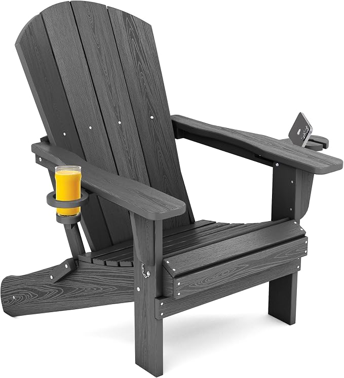 SERWALL Foldable Adirondack Chair Set of 4, HDPE Adirondack Chair - Image 9