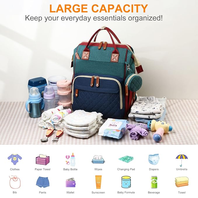 Diaper Bag, Backpack with Changing Station, Waterproof Baby Bag - Image 2