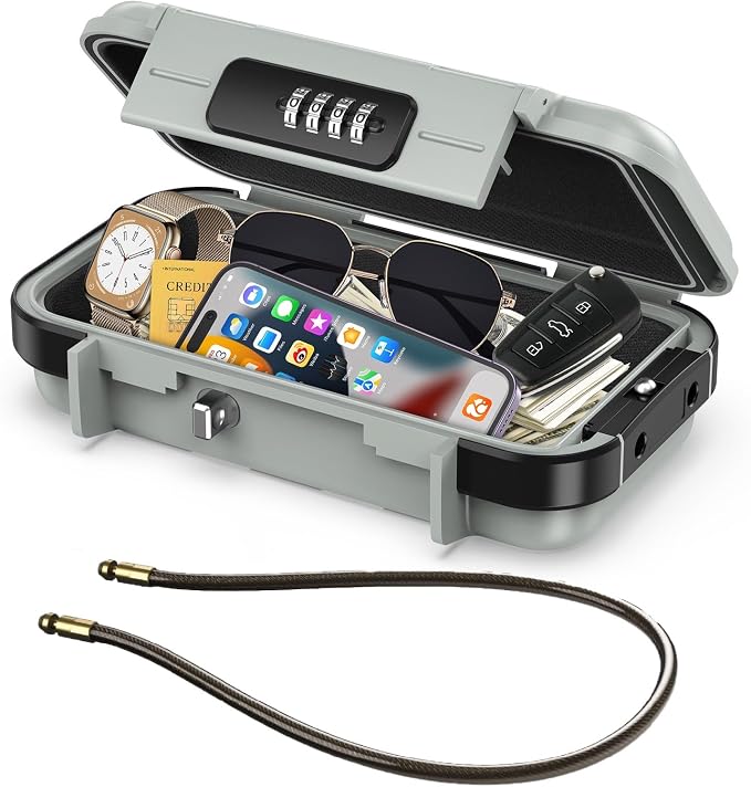 LOFICOPER Portable Safe Box, 4 Digit Combination Security Case, Waterproof by LOFICOPER