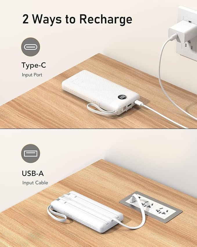 VEEKTOMX Portable Charger with Built-in Cables, 20000mAh Power Bank - Image 6