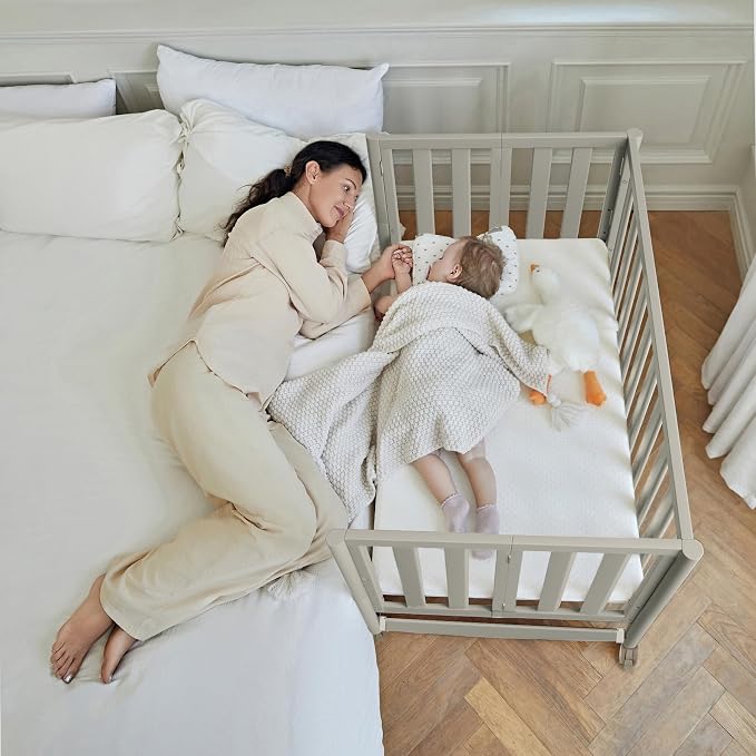 EvoNook 6-in-1 Convertible Mini Crib, 100% New Zealand Solid Wood, 4 Adjustable - Image 5