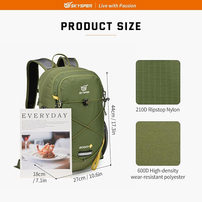 SKYSPER Small Hiking Daypack, 20L Lightweight Travel Backpacks Day Hike Pack - Image 6