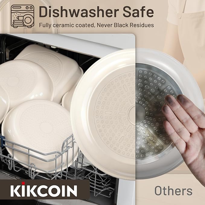 KIKCOIN Ceramic Nonstick Pots and Pans Set - Image 4