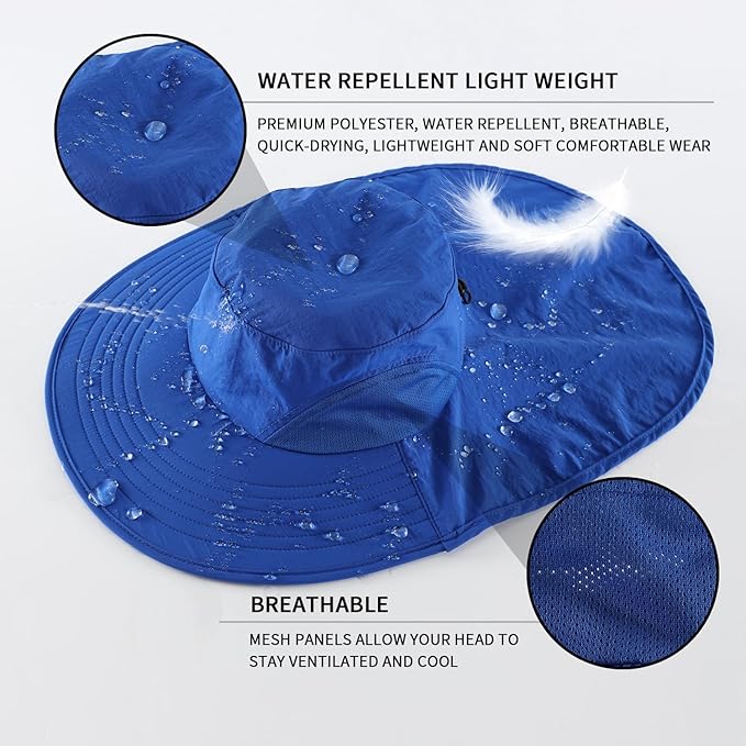 Home Prefer Outdoor UPF50+ Sun Hat Wide Brim Mesh Fishing Hat - Image 3