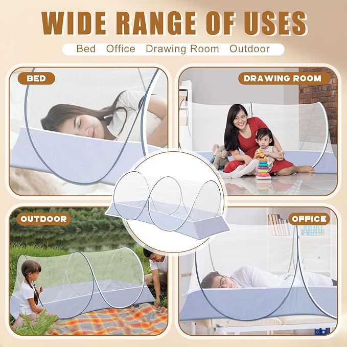 2 Pcs Large Pop up Mosquito Tent Nets Portable Foldable Mosquito Nets - Image 6