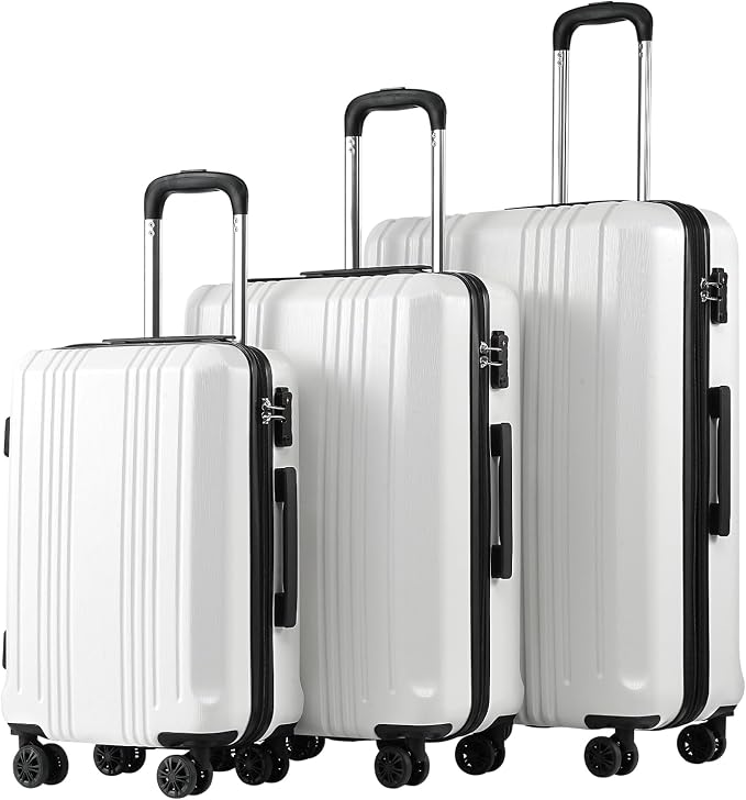 Coolife Luggage Expandable Suitcase PC+ABS 3 Piece Set by COOLIFE