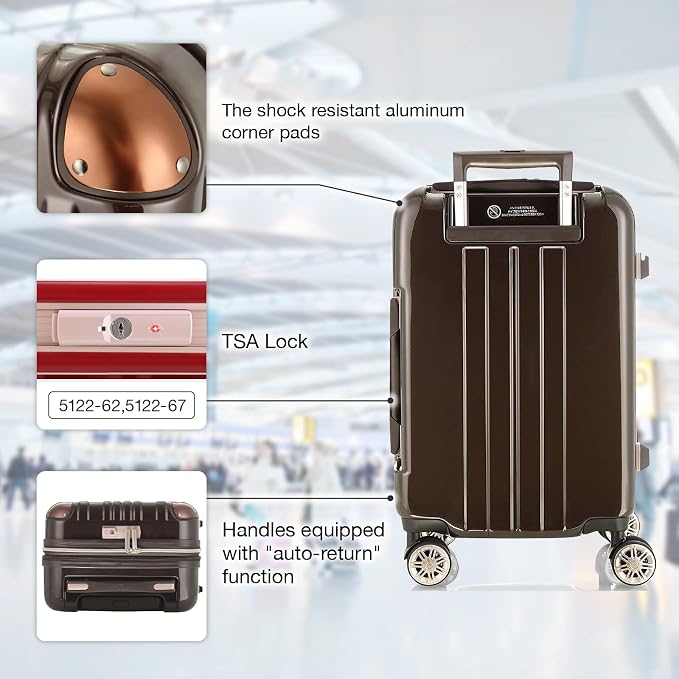 LEGEND WALKER Durable Aluminum Frame Hardside Luggage, ChampagneGold, - Image 3
