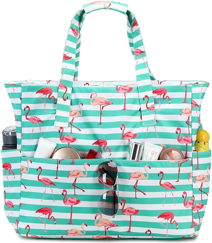 LEDAOU Large Beach Tote Bag Women Waterproof Sandproof Zipper Beach Tote Bag by LEDAOU