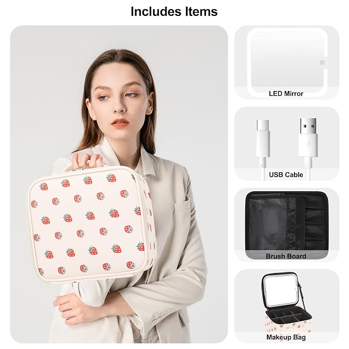 Makeup Bag With LED Mirror, Travel Makeup Case with Light up Mirror Fashion - Image 7