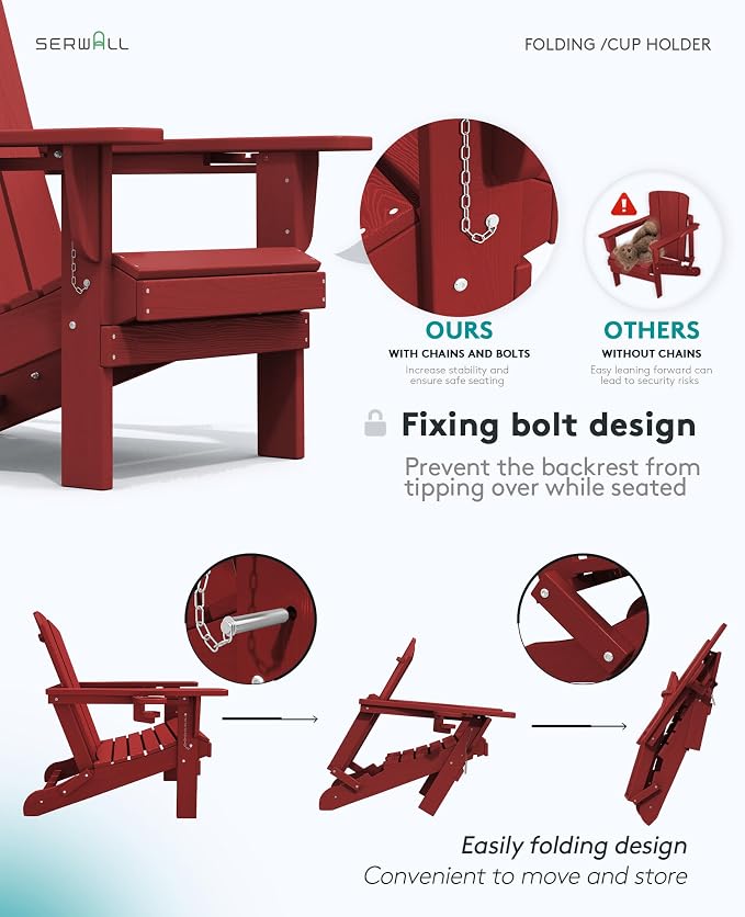 SERWALL Adirondack Chair with Cup Holders - Image 7