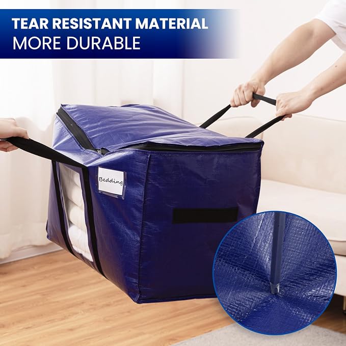 TAILI 4 Pack Dark Blue Extra Large Moving Bags, Heavy Duty Totes - Image 6