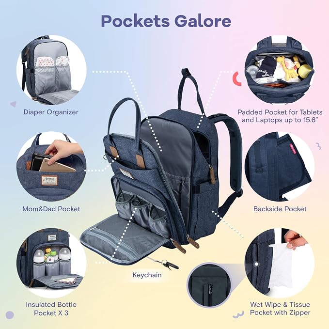 RUVALINO Diaper Bag Backpack, Large Capacity, Waterproof - Image 2